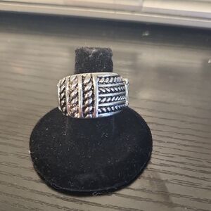 Silver and Black Textured Ring